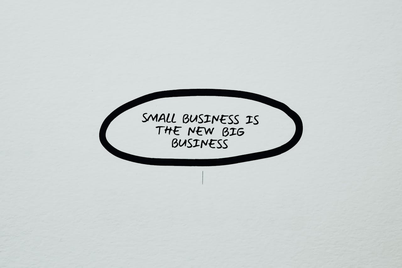 Inspirational message emphasizing the potential of small businesses with bold typography.